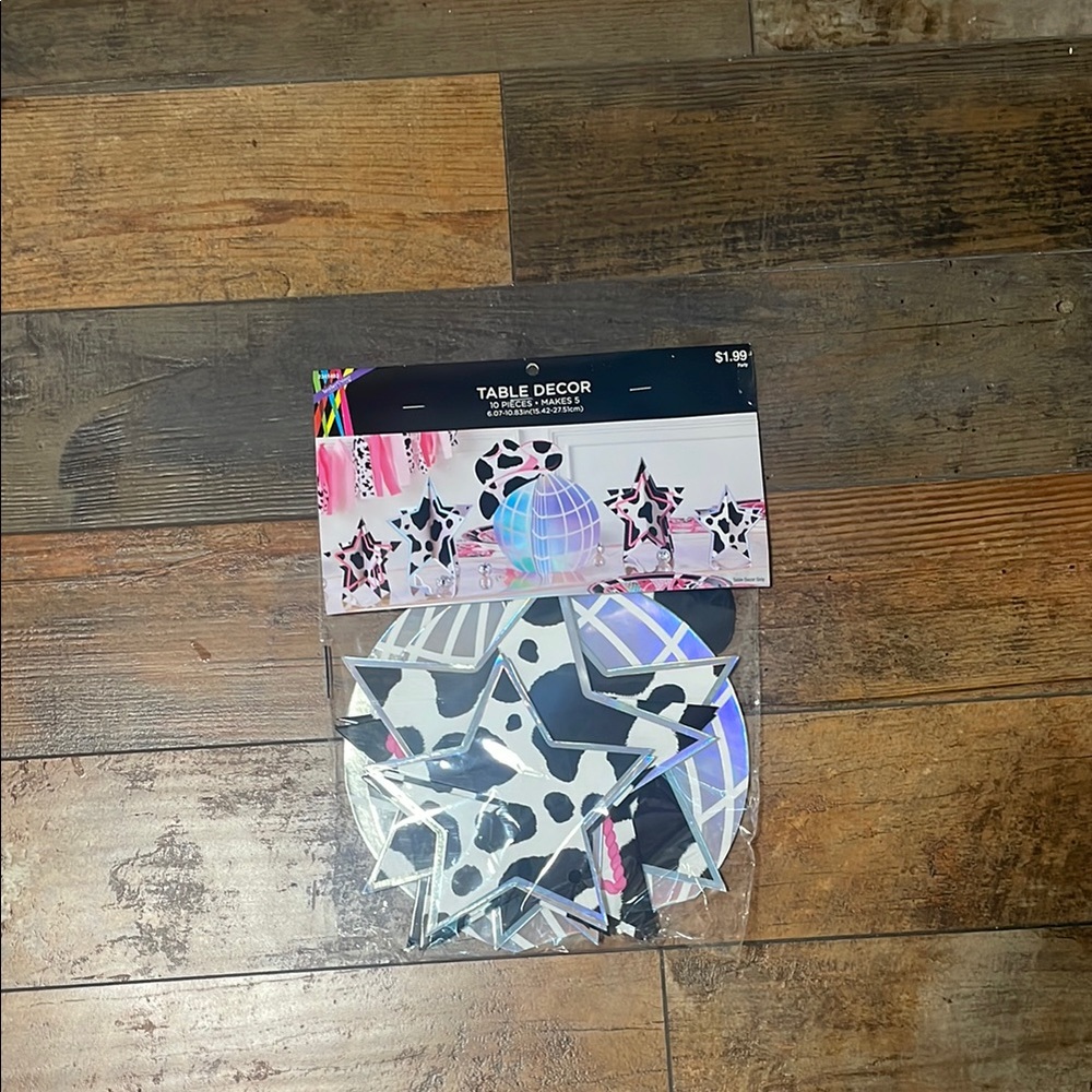 Star Table Decor with Cow Print
